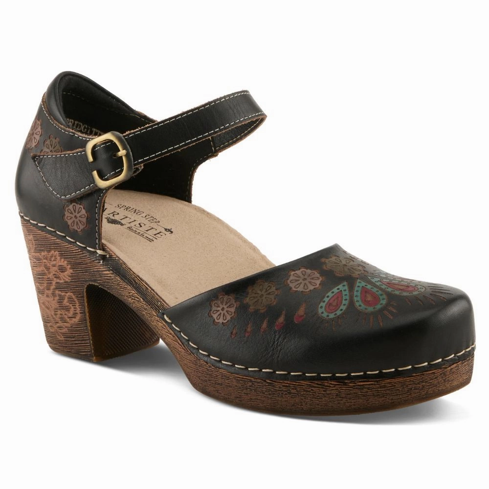 L'artiste By Spring Step Bridgitte Black Multi Leather Pump (Women's) Long Dress