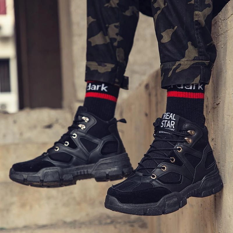 Adidas Slip On Running Shoes Men's High Top Luminous Martin Boots