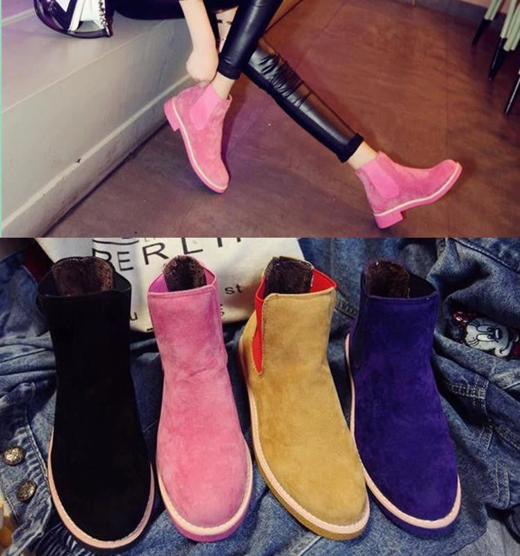 Suede Leather Ankle Boots Flat Heels 9 Candy Colors Oxford Shoes Woman Casual Adidas Run 70s Shoes