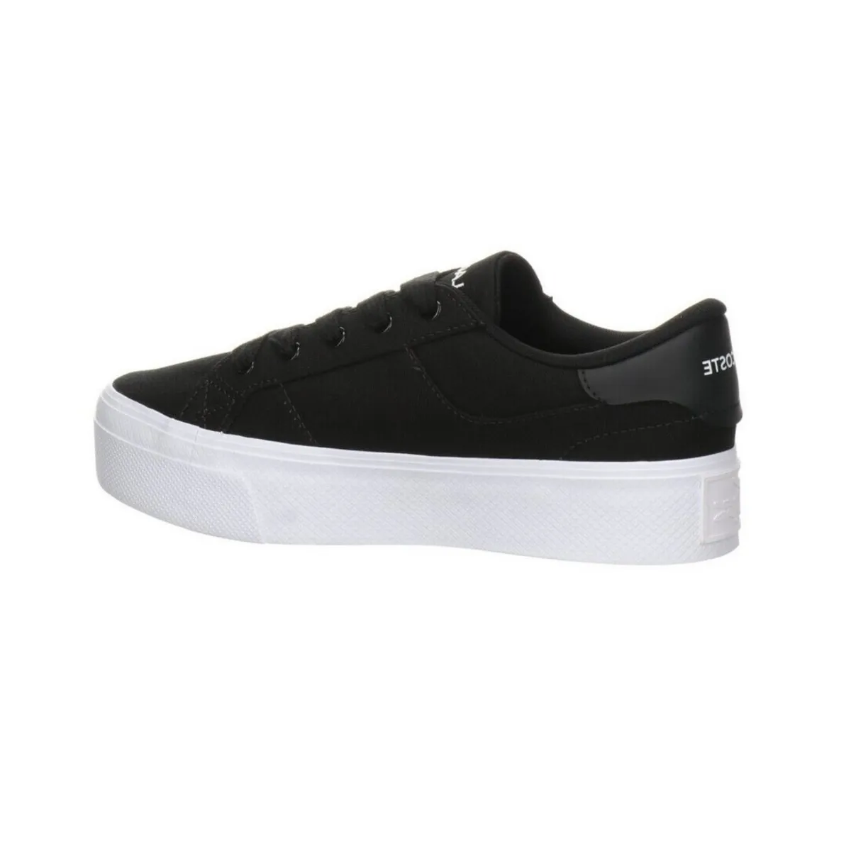 spring running Ankle support strap LACOSTE 7-45CFA0012312 ZIANE PLATFORM WMN'S (Medium) Black/White Leather & Synthetic Lifestyle Shoes