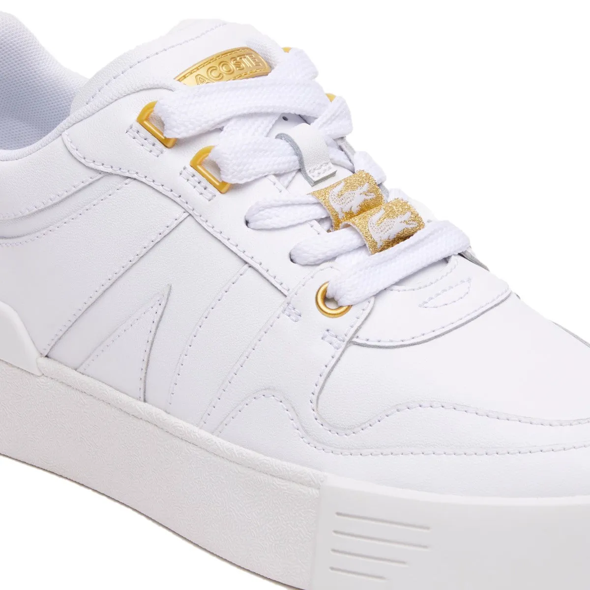 simple design shoes road - friendly LACOSTE 7-45CFA0032216 L002 123 WMN'S (Medium) White/Gold Leather & Synthetic Lifestyle Shoes