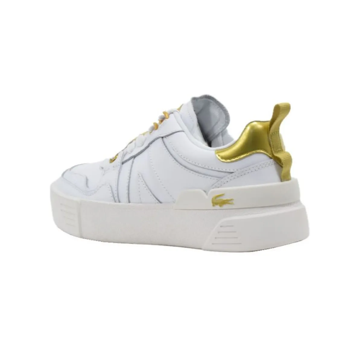 LACOSTE 7-45CFA0032216 L002 123 WMN'S (Medium) White/Gold Leather & Synthetic Lifestyle Shoes Comfy Walk