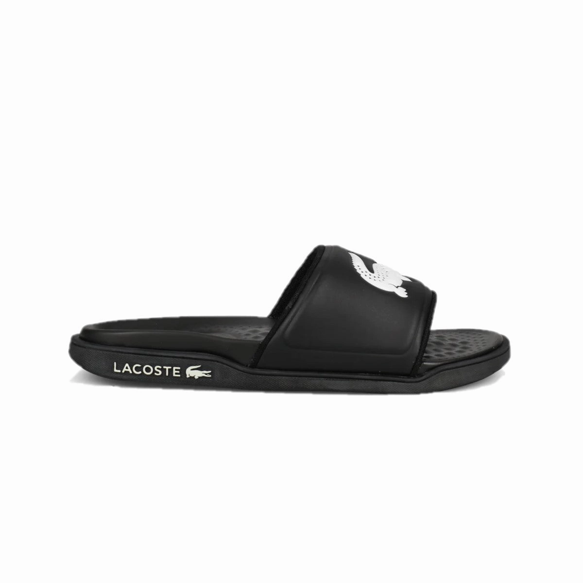 Wind Chill Youth Fresh LACOSTE 7-43CMA0020312 CROCO DUALISTE LOGO STRAP 0922 MN'S (Medium) Black/White Synthetic Slide