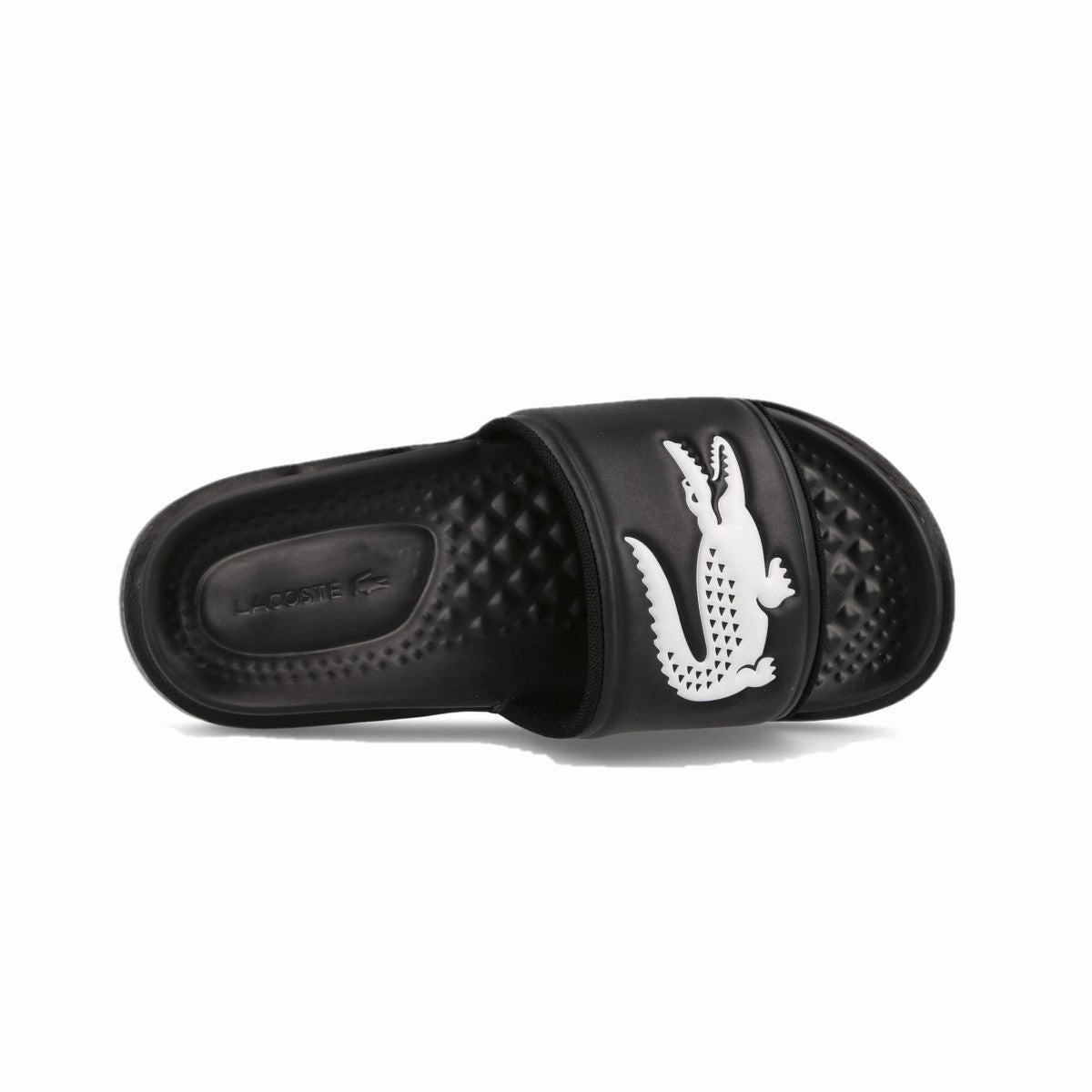 LACOSTE 7-43CMA0020312 CROCO DUALISTE LOGO STRAP 0922 MN'S (Medium) Black/White Synthetic Slide Comfort Run Daily Chill