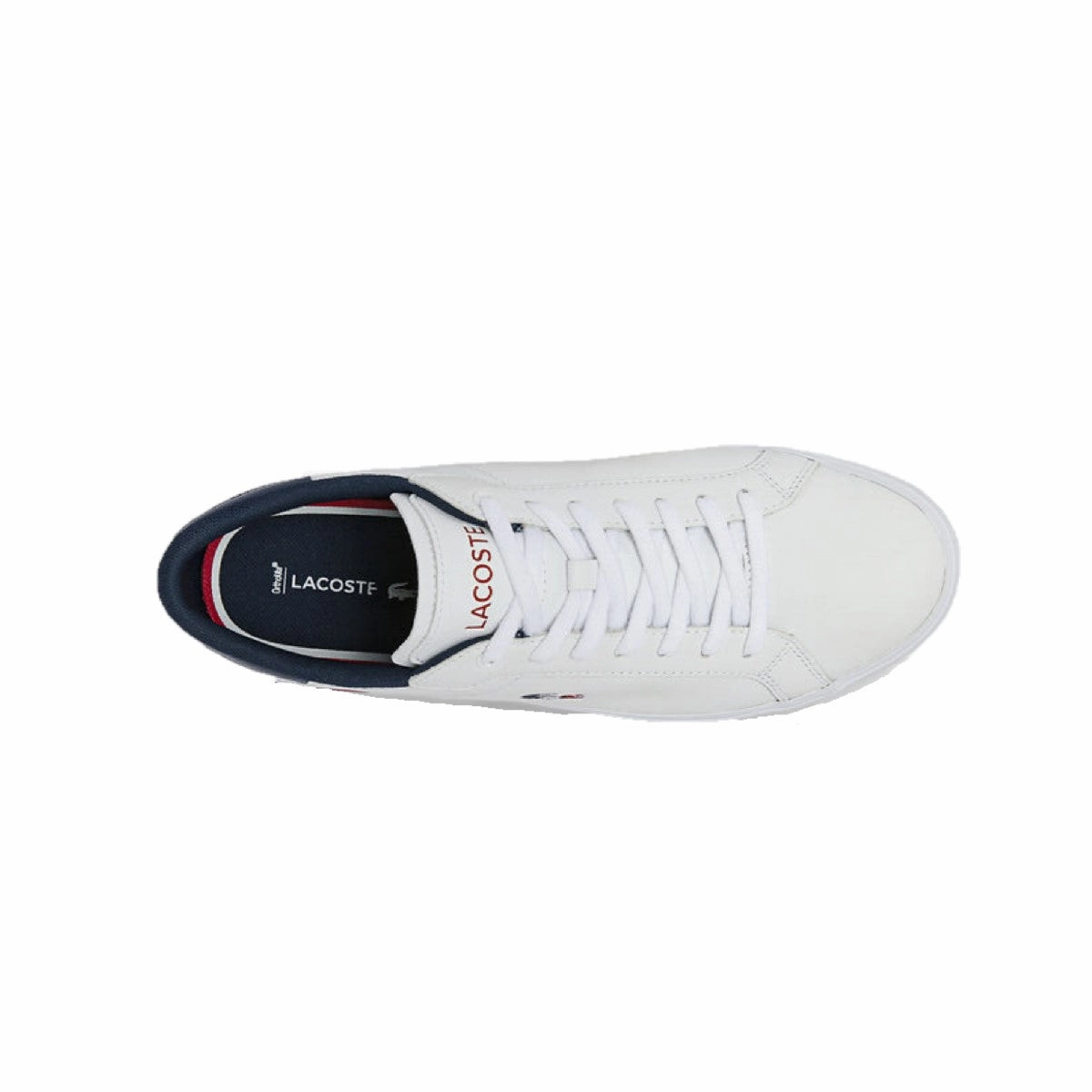 Match Fit Elastic laces LACOSTE 7-43SMA0034407 POWERCOURT TRI 1SMA MN'S (Medium) White/Navy/Red Leather & Synthetic Lifestyle Shoes