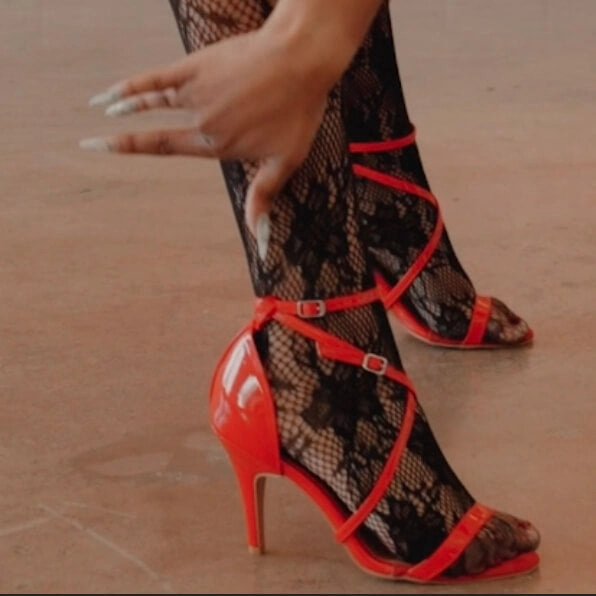 Desmira - Red Vegan Patent   - Street Sole Metal Ring