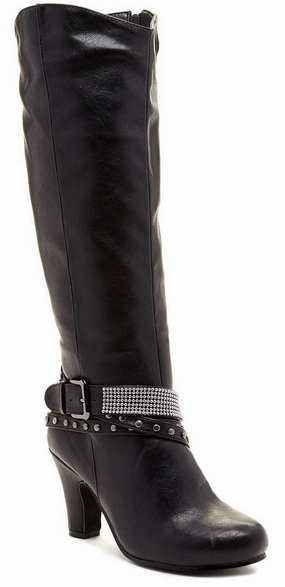 Adidas Shoes Sleek Leah Rocker Leatherette Studded Strap Knee Vegan Boot