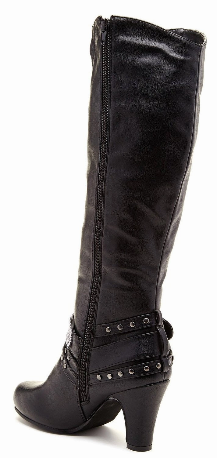 Leah Rocker Leatherette Studded Strap Knee Vegan Boot Shoes Adidas Tubular