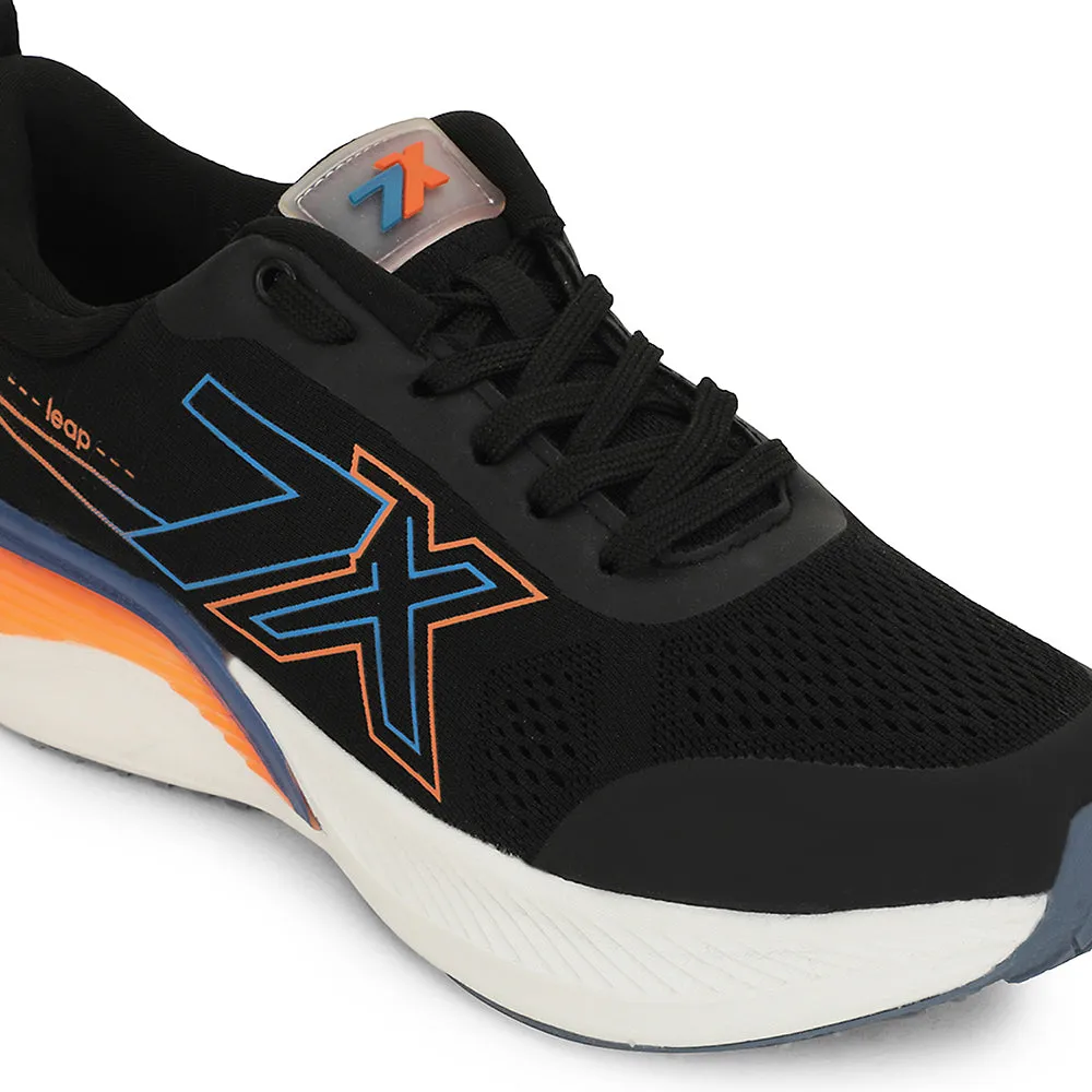Leap7x Black Sports Lacing Running Shoes For Men ZEONEX-1 By Liberty Best Weight Training Shoes For Flat Feet
