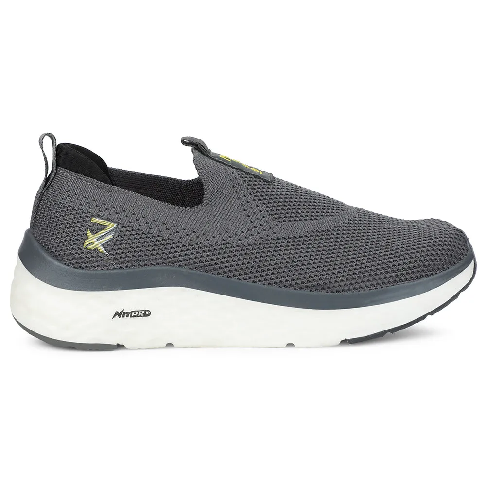 Leap7x Dark Grey Sports Non Lacing Walking Shoes For Men NITRUN-2 By Liberty Skechers Go Train Shoes