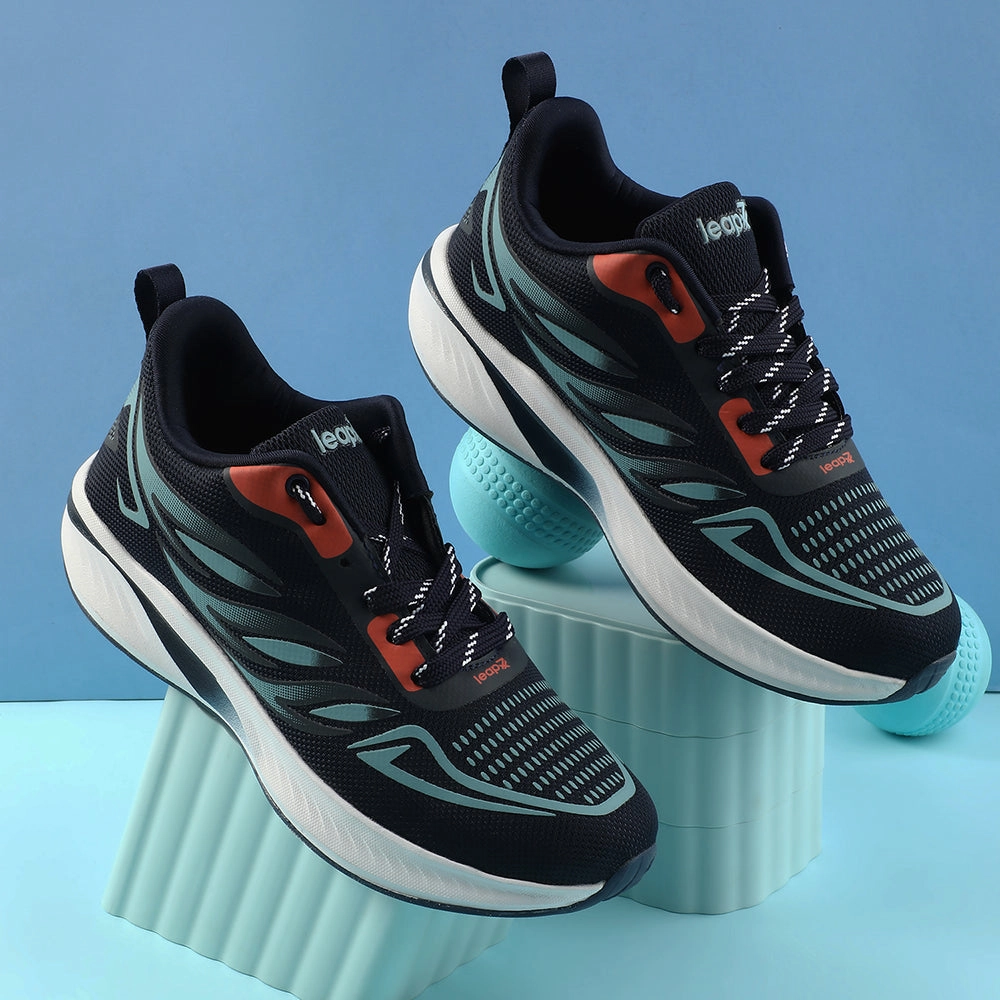 Leap7x Navy Blue Sports Lacing Running Shoes For Men CASIO By Liberty Gym Trainer Shoes