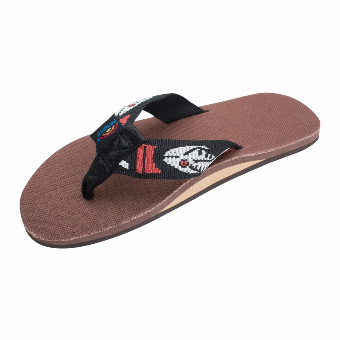 RAINBOW 301AHPFSM/BRSV HEMP FISH PATTERN STRAP MN'S (Medium) Brown Silver Nylon Strap Sandals Long Travel Cold Step
