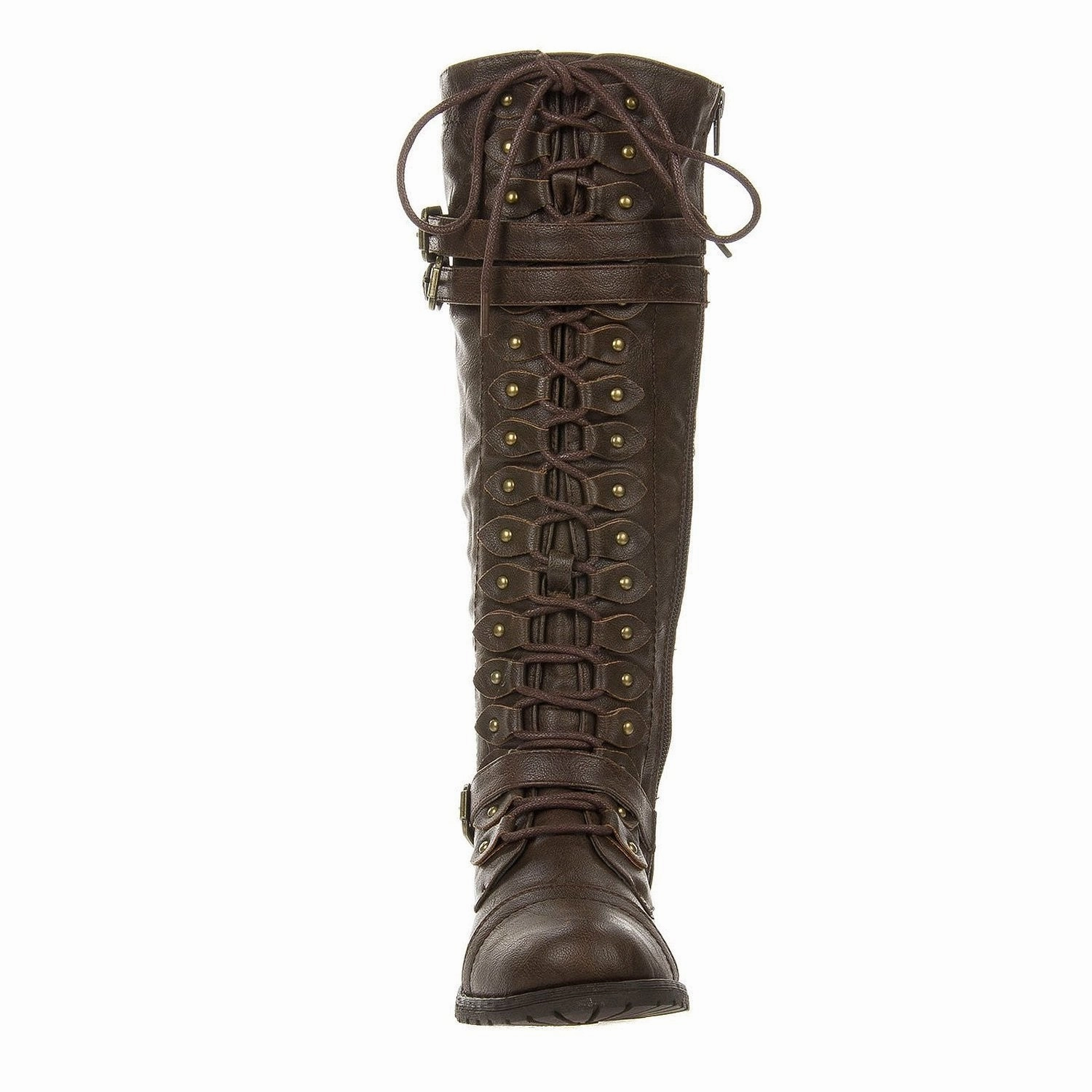 Adidas Astir Shoe Leatherette Triple Buckle Lace Up Knee High Boot