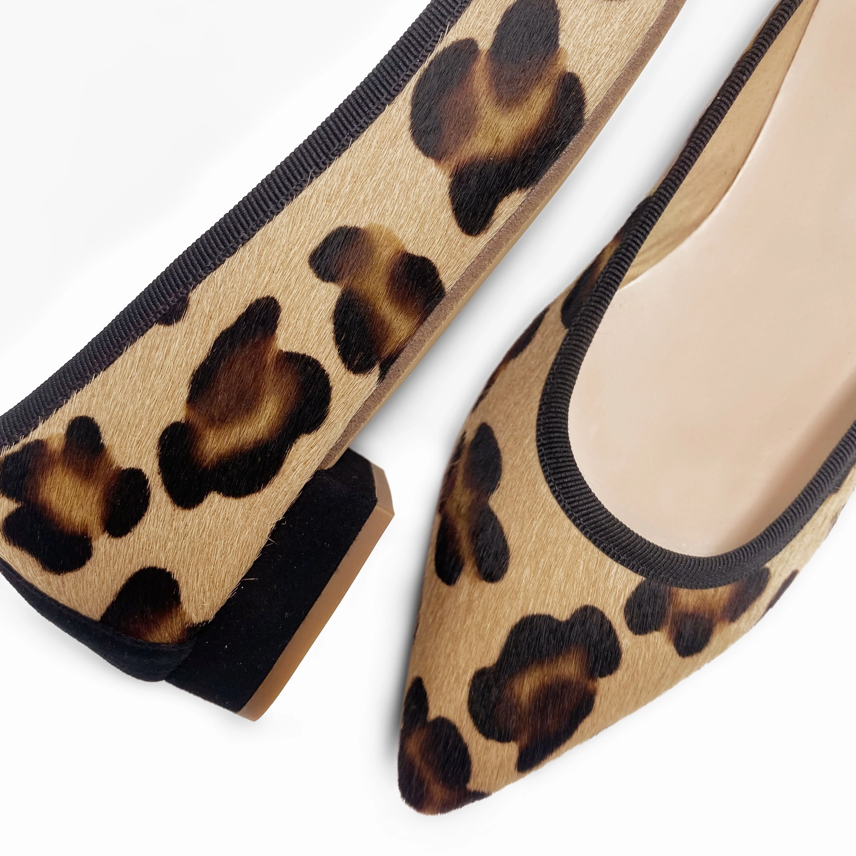 Tone Dress Shoes Leopard spotted calf hair pointed toe ballet flats