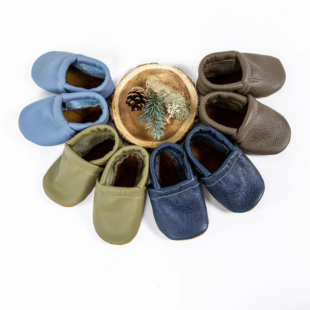 High Heels Floral Lichen, Navy, Big Sky LOAFERS Leather Shoes Baby and Toddler