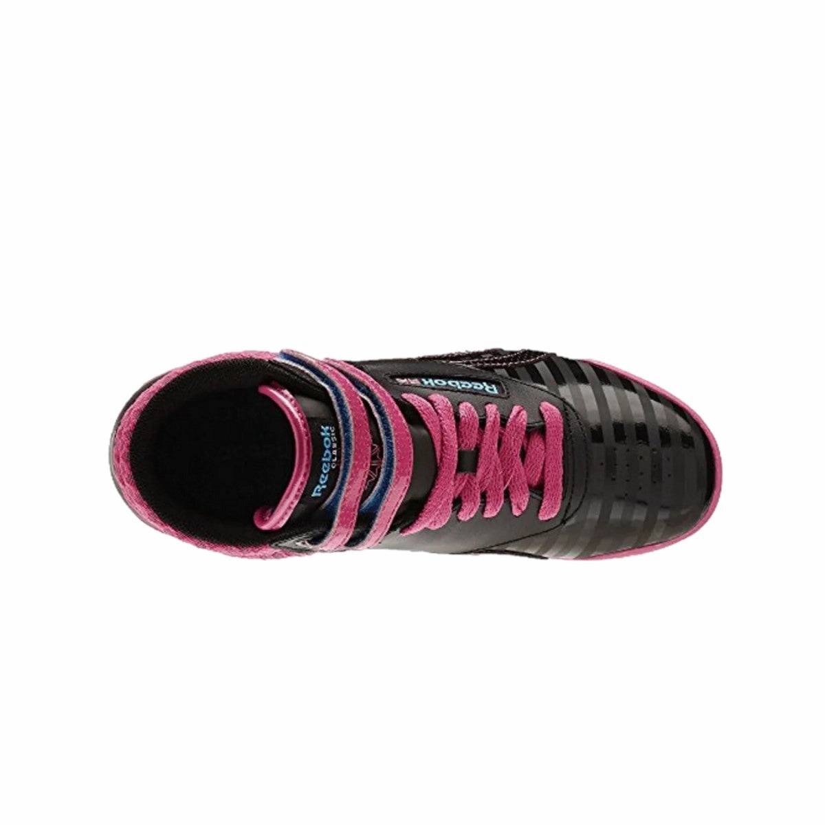 REEBOK V63072 F/S HI YTH'S (Medium) Black/Pink Leather Lifestyle Shoes Shock Guard Stable Prime