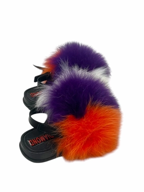Toddler faux fur slides white-purple-orange Slippers Latest