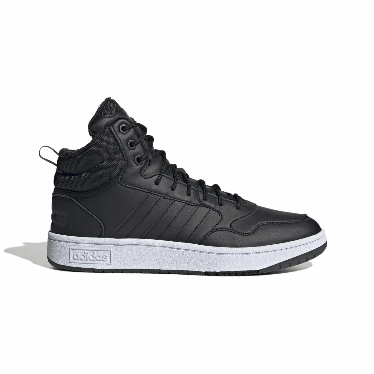 Comfort Technology Urban Cool ADIDAS GZ6679 HOOPS MID 3.0 WINTERIZED MN'S (Medium) Black/Black/White Synthetic Leather Basketball Shoes