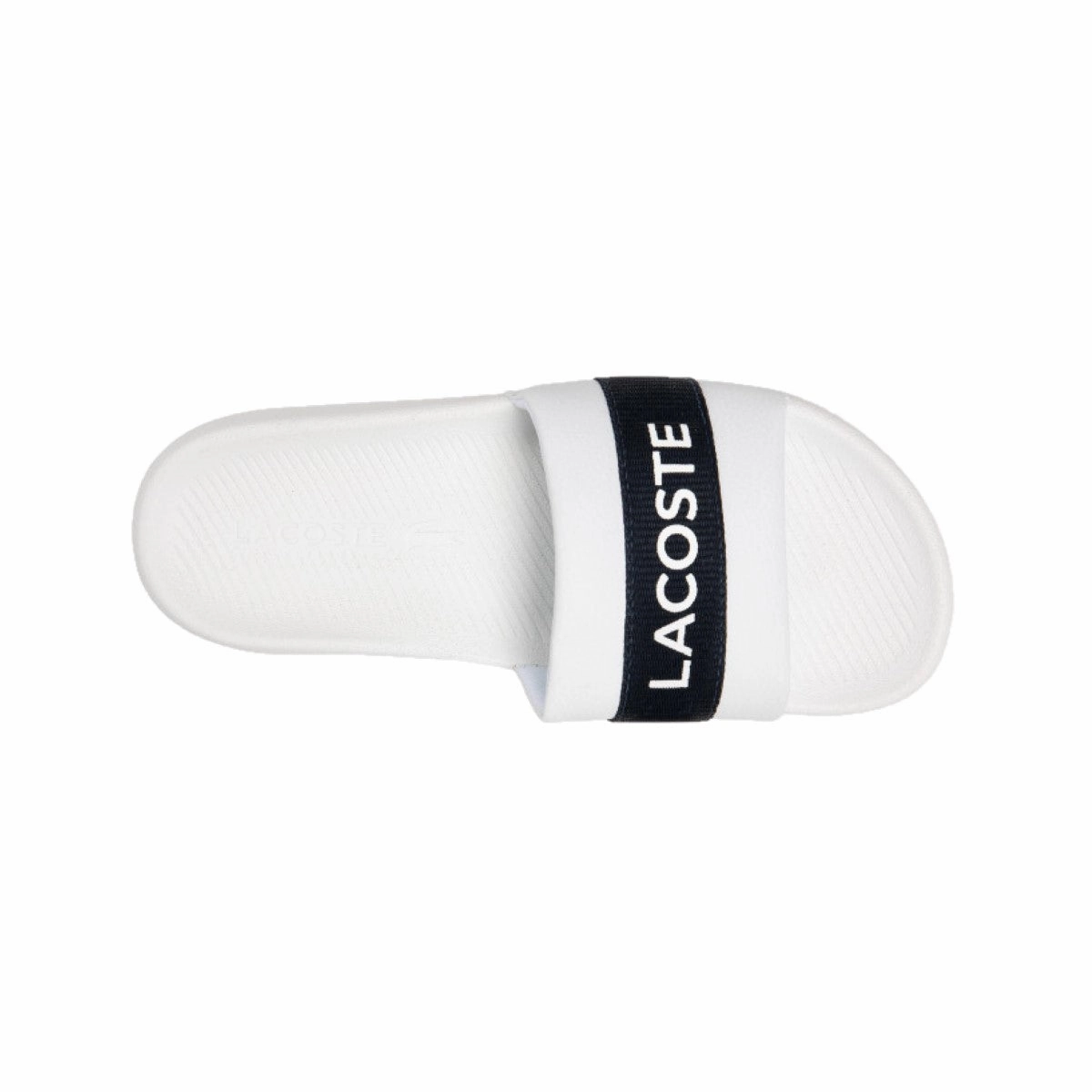 LACOSTE 7-41CMA0007042 CROCO SLIDE 319 MN'S (Medium) White/Navy Synthetic & Textile Slides Durable Straps Slip-On Footwear