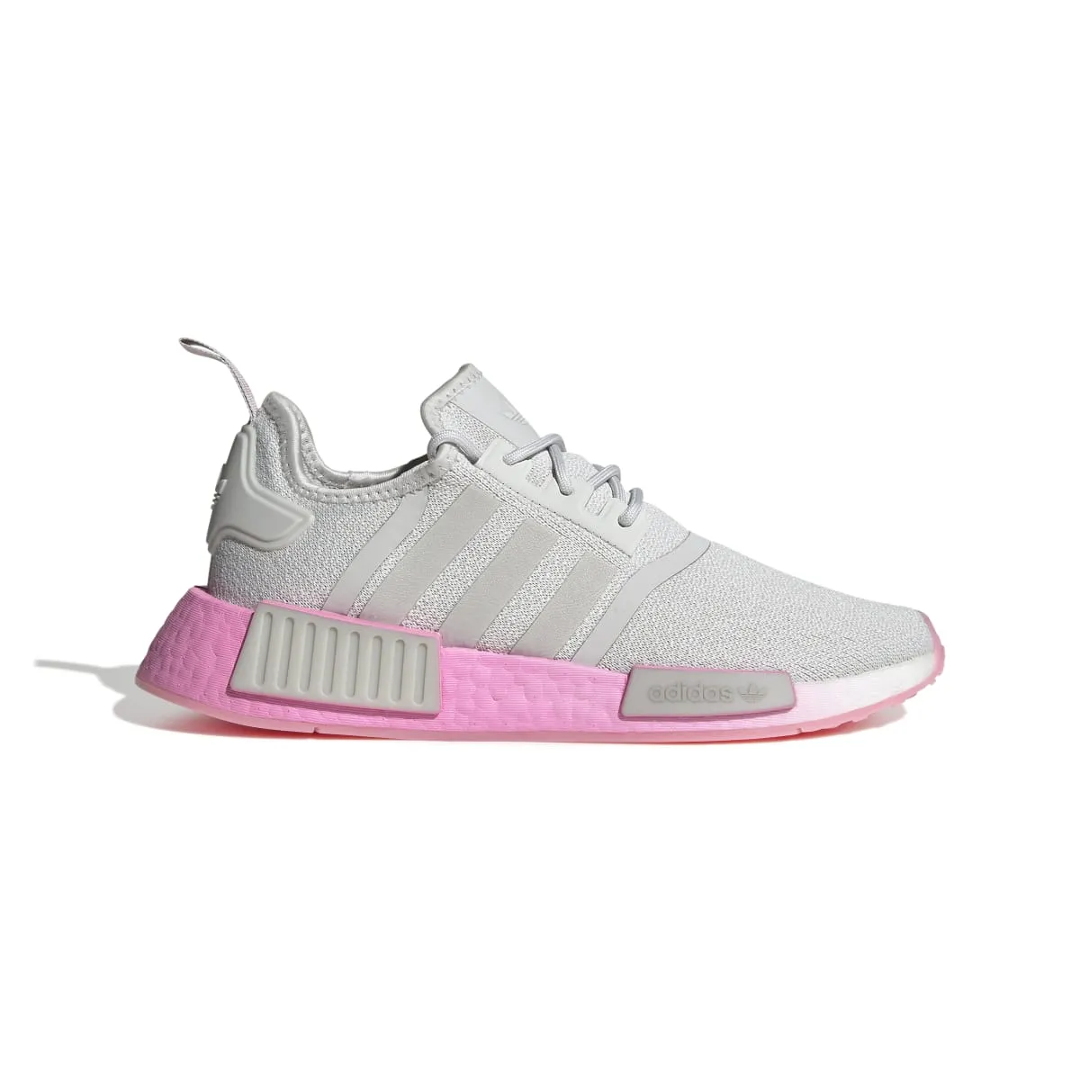 ADIDAS GW9462 NMD_R1 WMN'S (Medium) Grey/Pink/White Stretch Fabric Running Shoes Shock dispersion