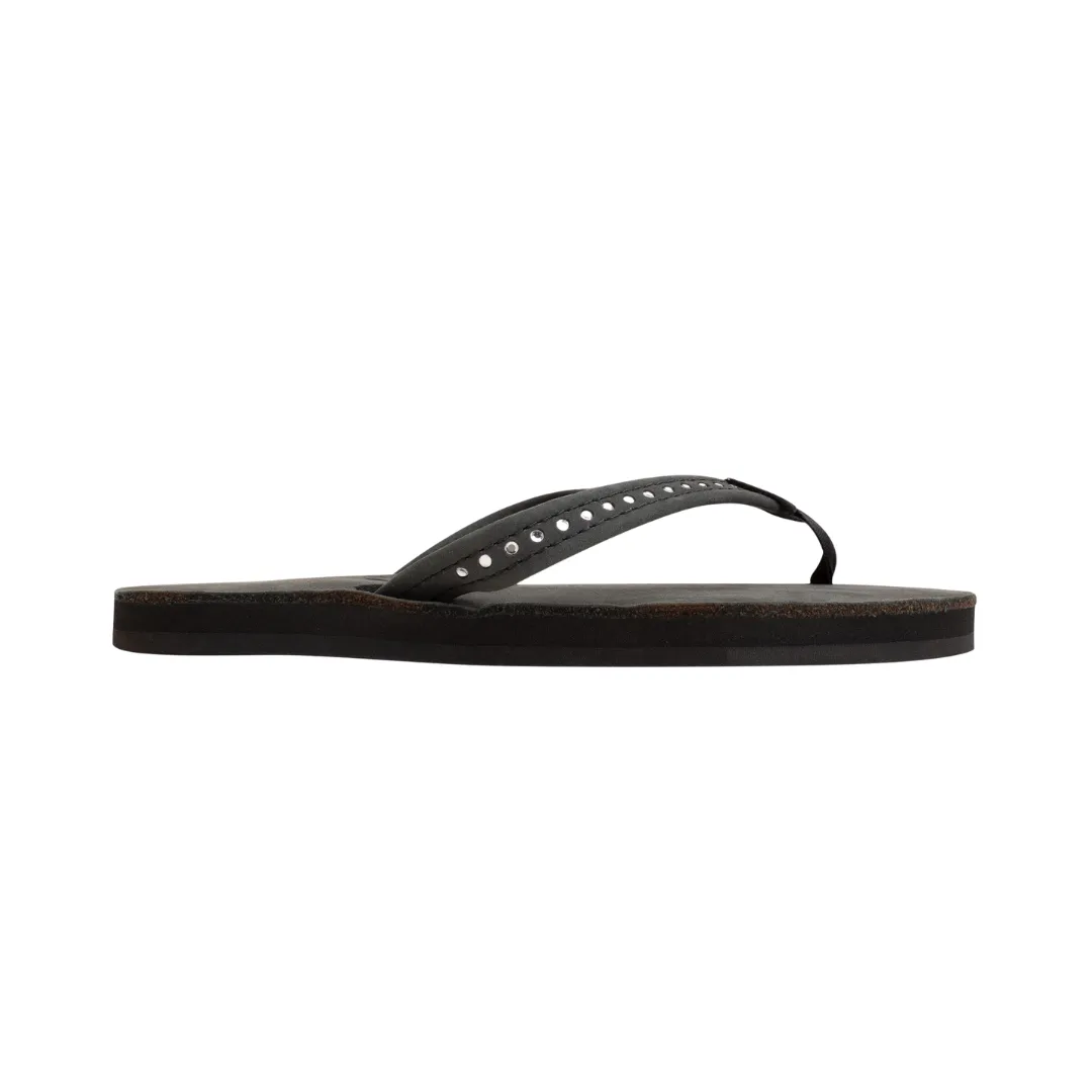 RAINBOW 101CLTSNK/PBLK CRYSTAL YTH'S (Medium) Black Leather Narrow Strap Sandals Trend Neutral