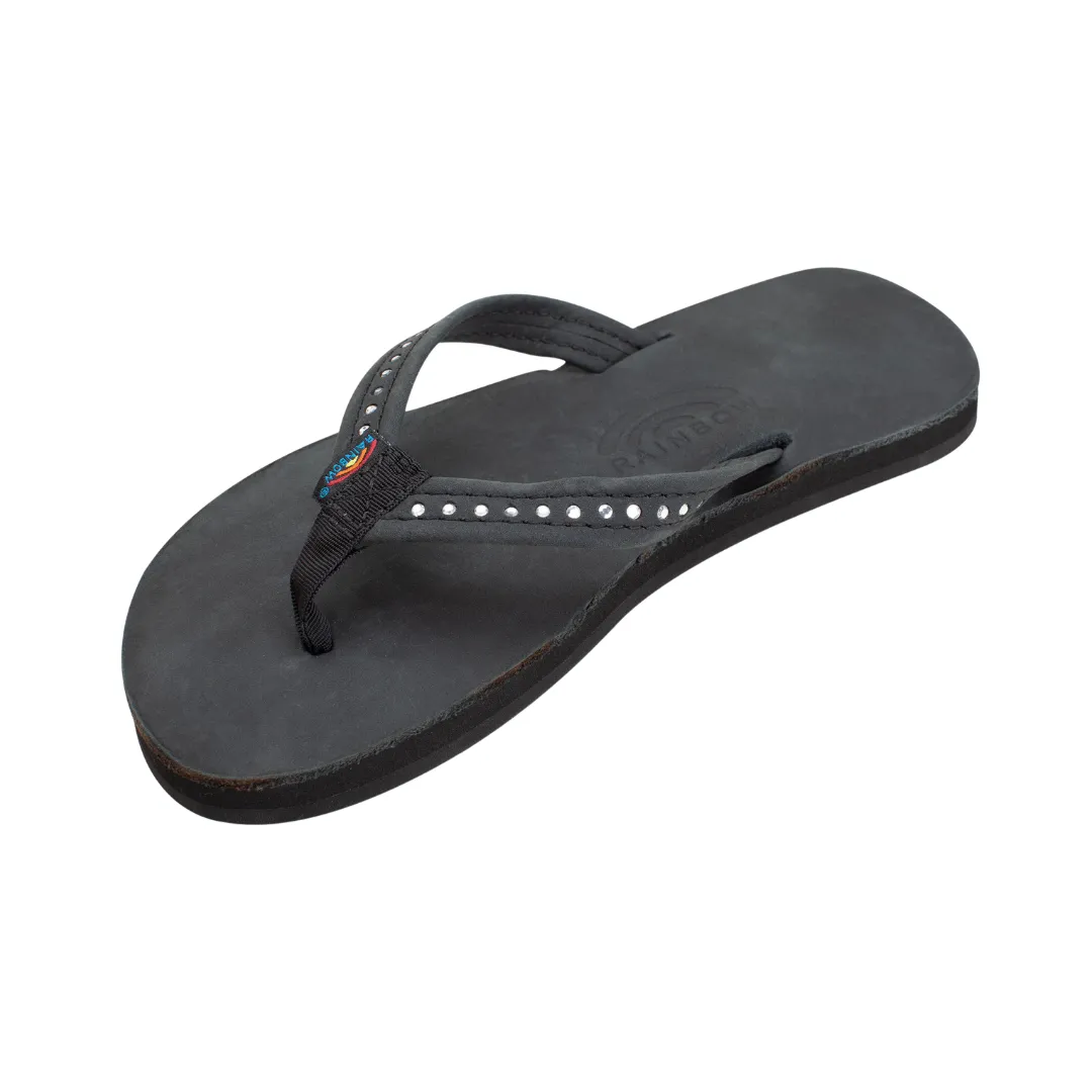 Comfy Steps RAINBOW 101CLTSNK/PBLK CRYSTAL YTH'S (Medium) Black Leather Narrow Strap Sandals