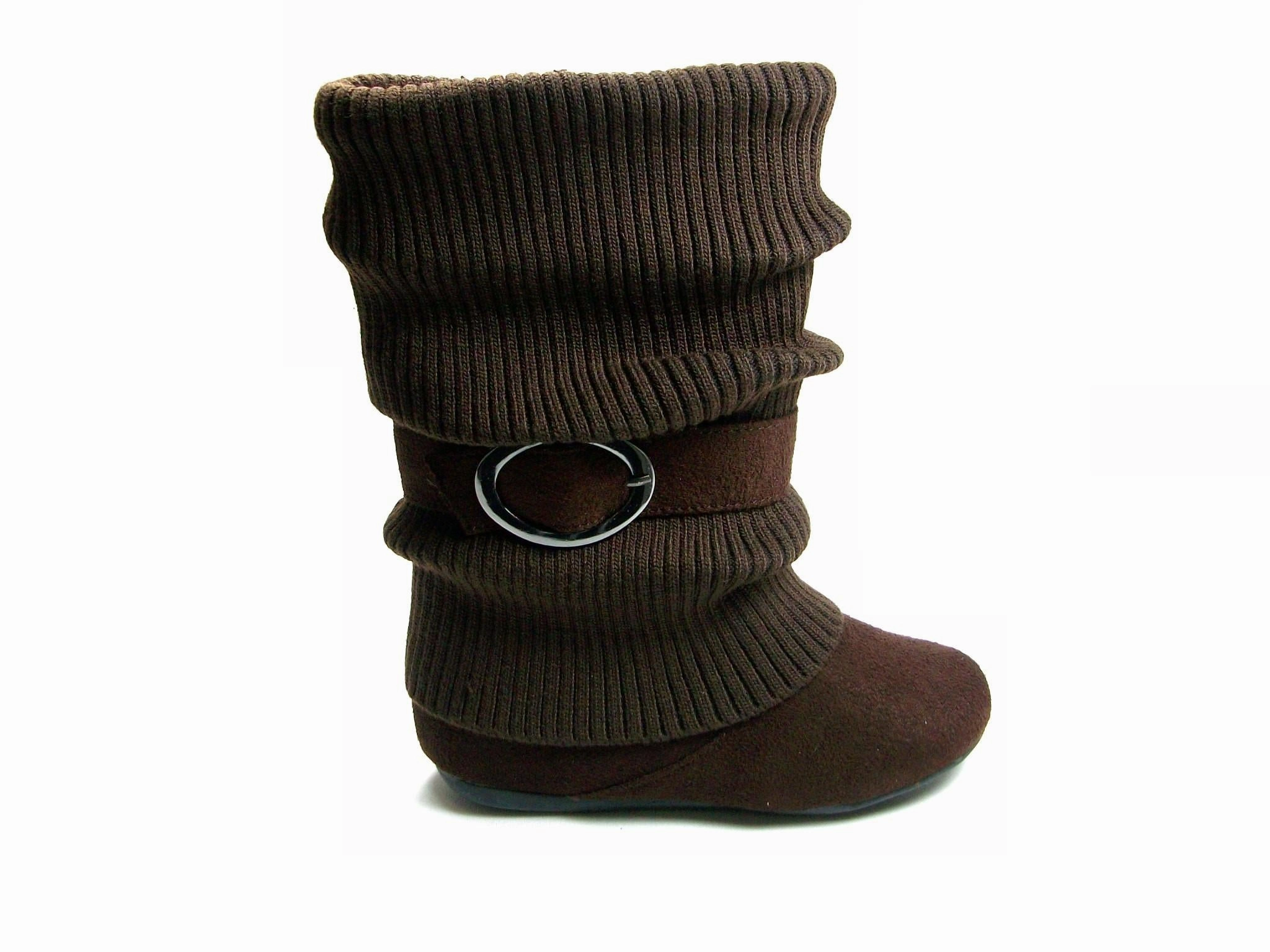 Girls Daysi-K Brown Tall Ruched Fold Over Knit Boots Adidas Shoes From 2000