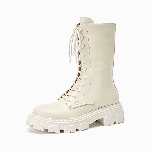 USS Shoes Zavala Women's Mid-Calf Platform Boots Handmade Work Boots Leather