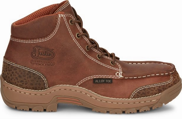 Good Work Boots For Flat Feet Justin Men's 5" Waterproof Corbett Square EH Alloy Moc Toe Work Boot