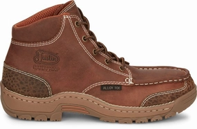 Best Work Boots For Support Justin Men's 5" Waterproof Corbett Square EH Alloy Moc Toe Work Boot