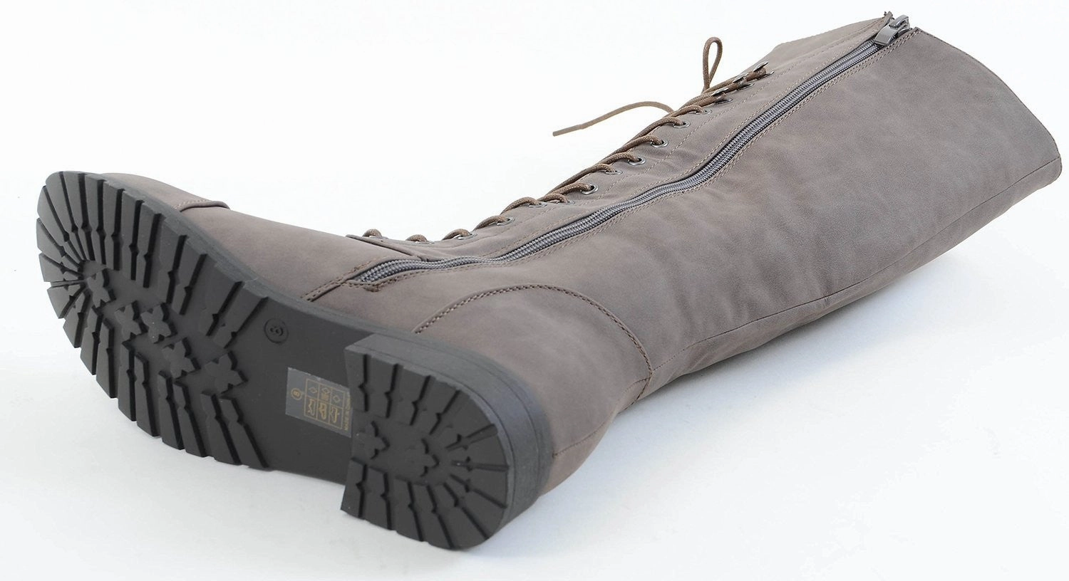 Grey Vegan Leather Toe Cap Lace-Up Knee High Women's Riding Boots Brooke Rain Resistant Boot