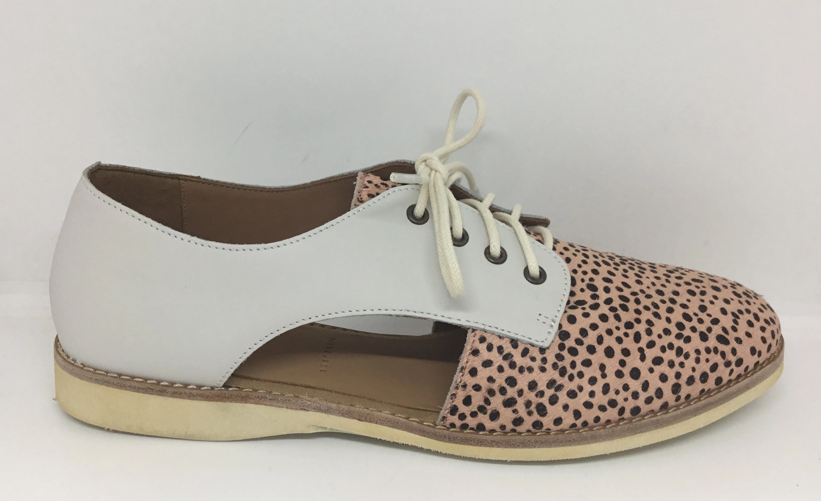 Speed Step Rollie Sidecut Pink Snow Leopard White Leather SOLD OUT