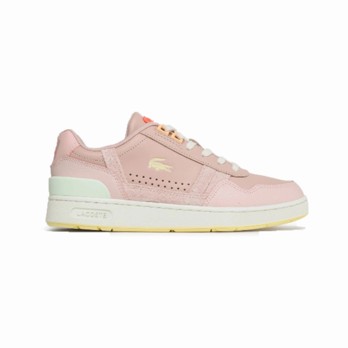 LACOSTE 7-45SFA0067AMY T-CLIP 123 WMN'S (Medium) Light Pink/Light Yellow Leather & Synthetic Lifestyle Shoes Boat Walk