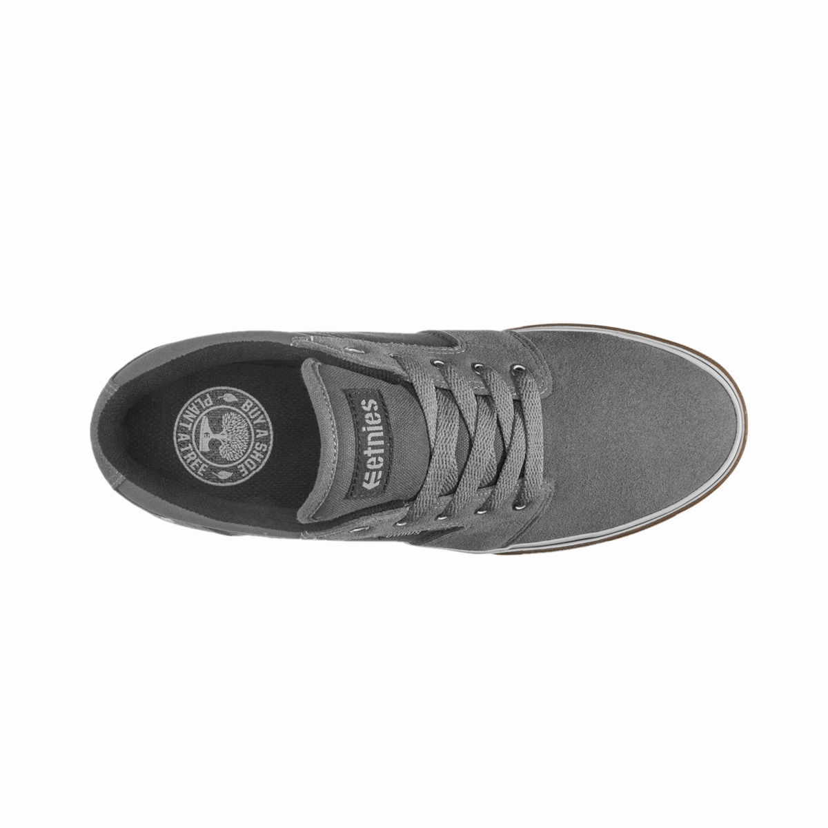 ETNIES 4101000351 069 BARGE LS MN'S (Medium) Dark Grey/White/Gum Suede & Canvas Skate Shoes Simple Fit
