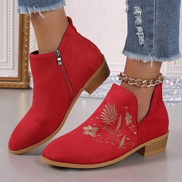 Women's Pointed Toe Embroidered Ankle Boots 92868808C Golf Shoes Adidas Sale