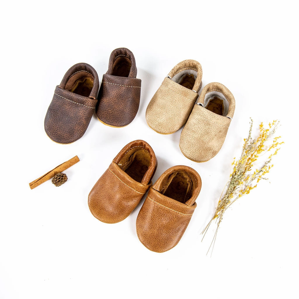 Latte, Saddle, Sable Leather LOAFERS Shoes Baby and Toddler