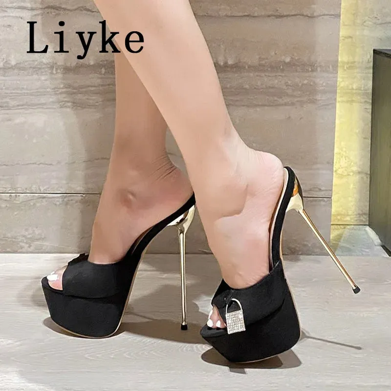 Plants For Sale Liyke Summer Fashion Metal Extreme Platform Slippers Women Sexy Peep Toe Stiletto Heels Sandal Ladies Club Stripper Shoes Slider
