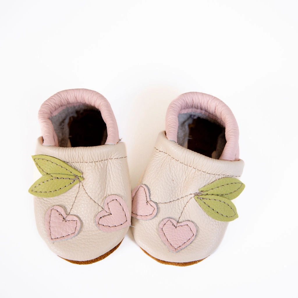 High Heel Height Vs Size Pink & Cream Cherries Leather Shoes Moccs Baby and Toddler