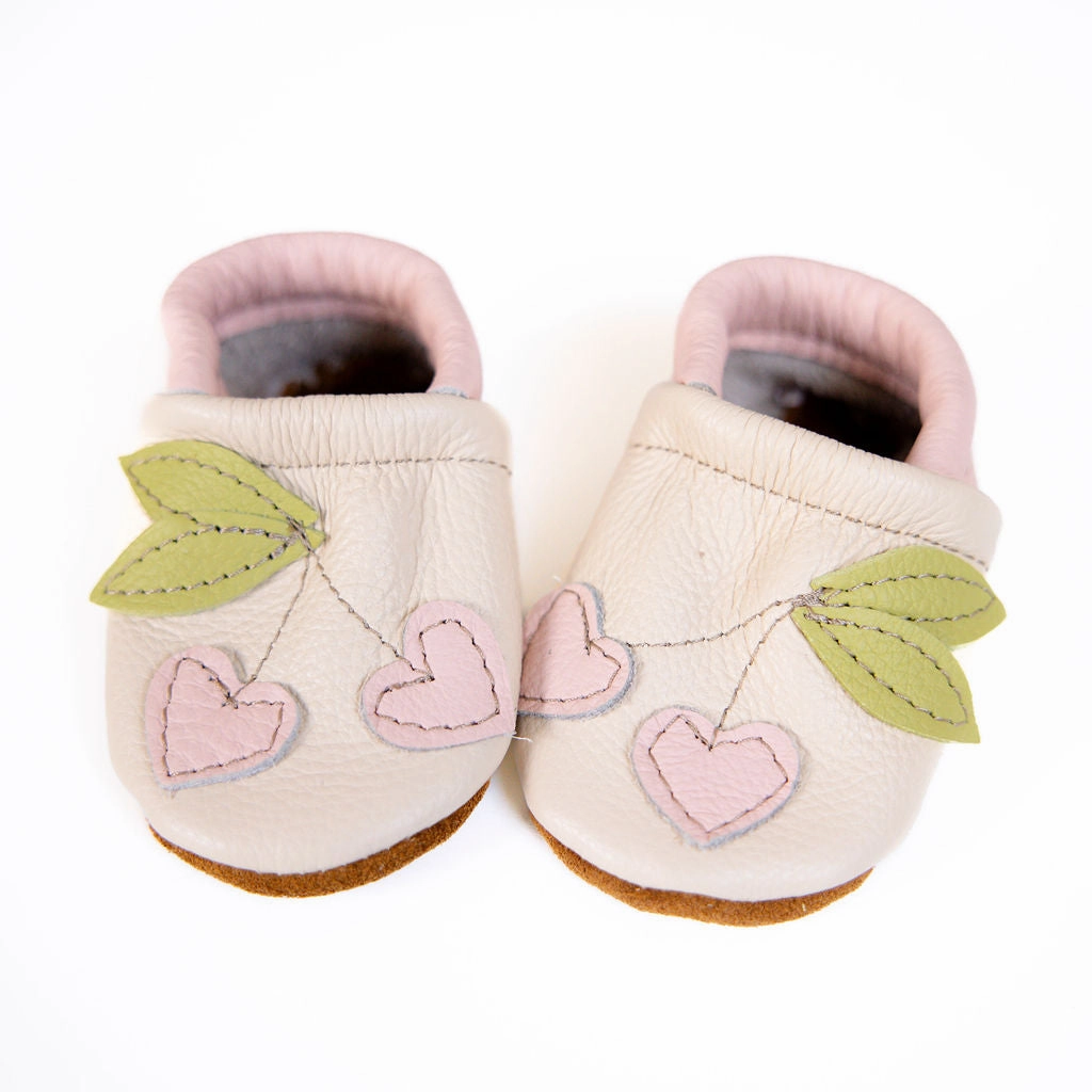 Pink & Cream Cherries Leather Shoes Moccs Baby and Toddler High Heel Shoe Play