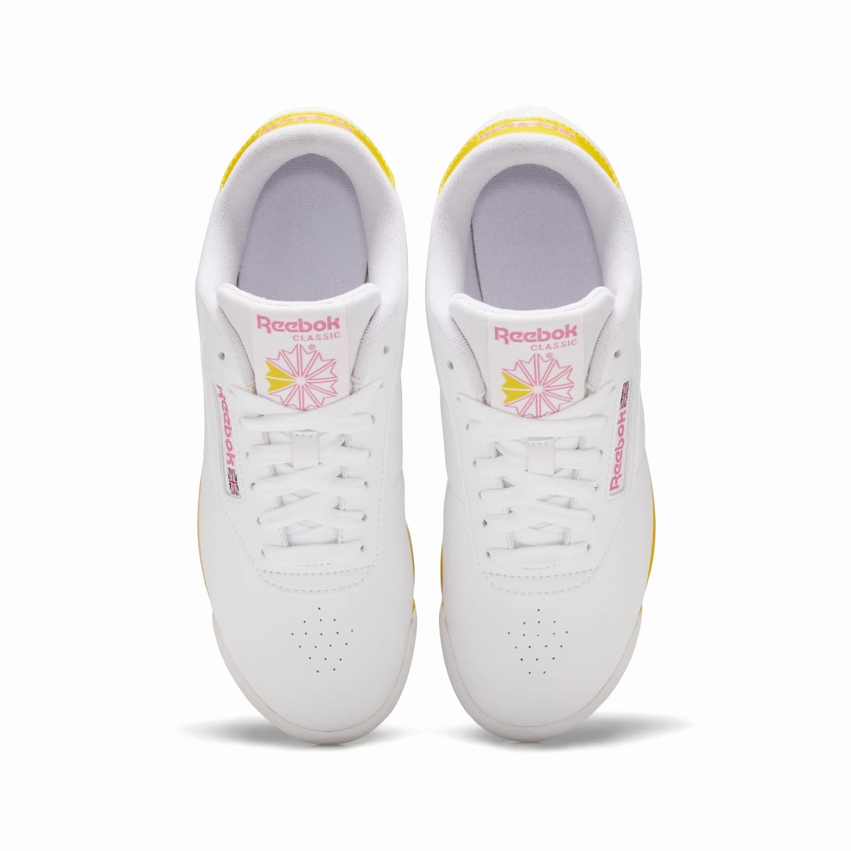 REEBOK HP7571 PRINCESS WMN'S (Medium) White/Pink/Yellow Synthetic Lifestyle Shoes Race day Spin Hike