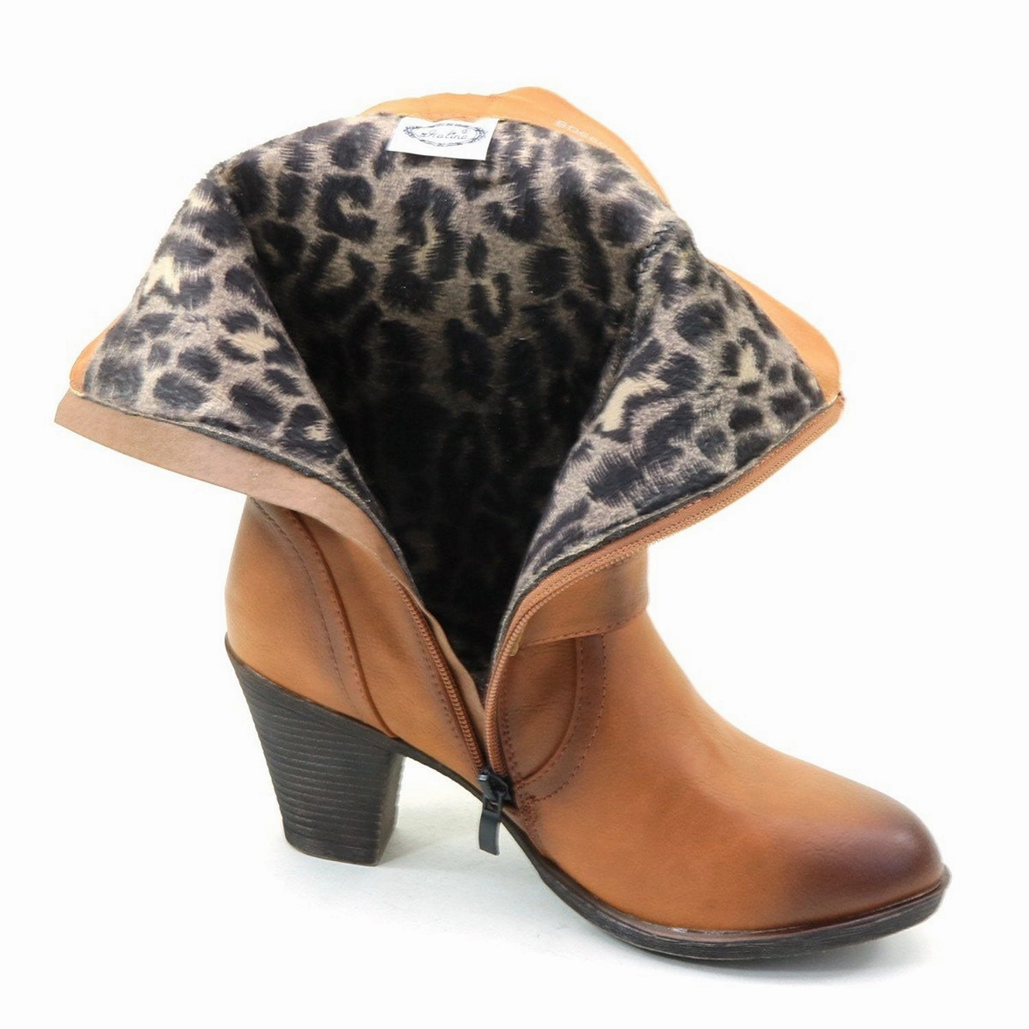 Distressed Mid-calf Buckle Chunky Heel Women's Vegan Boots Yellow Rain