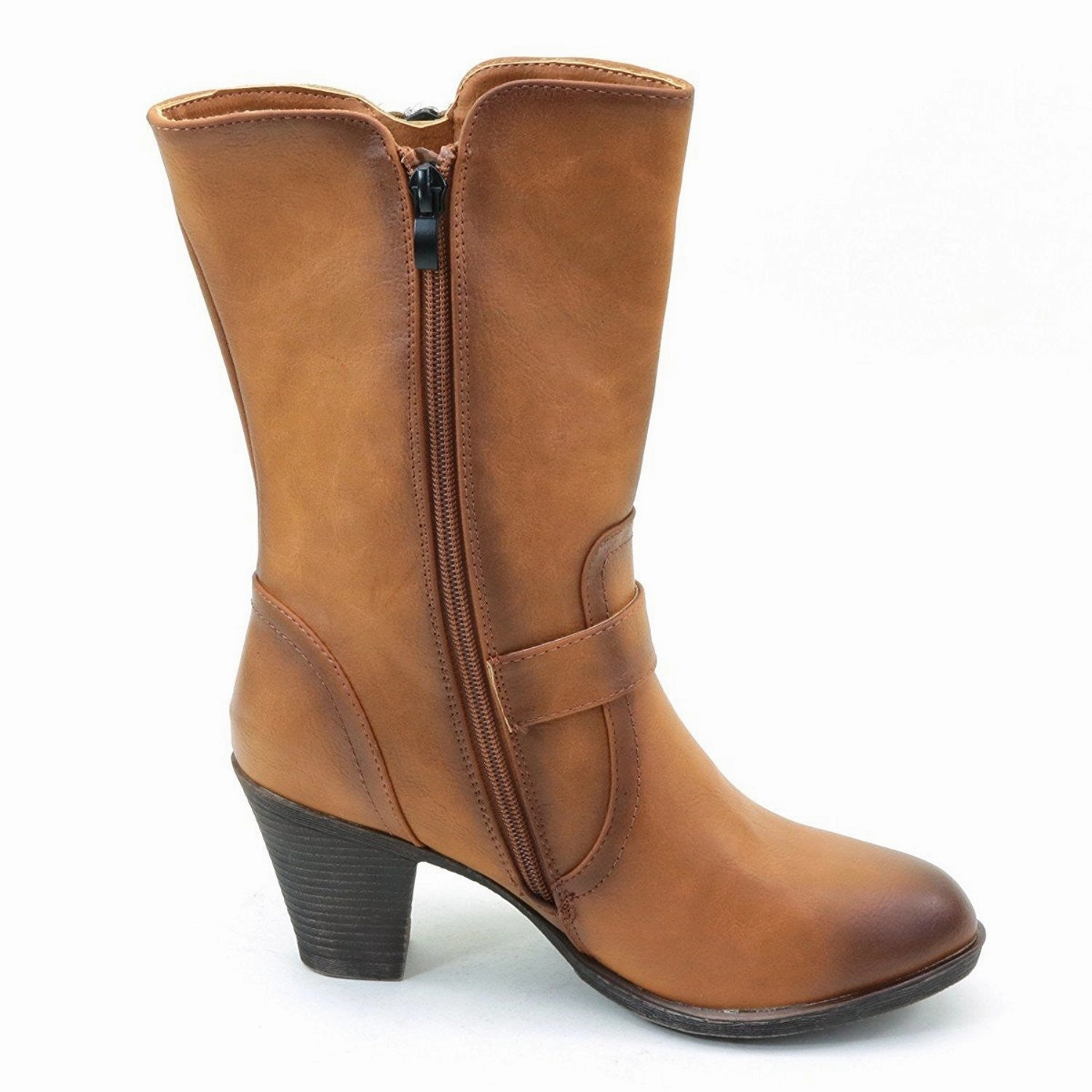 Distressed Mid-calf Buckle Chunky Heel Women's Vegan Boots Rain Boot Tommy Hilfiger