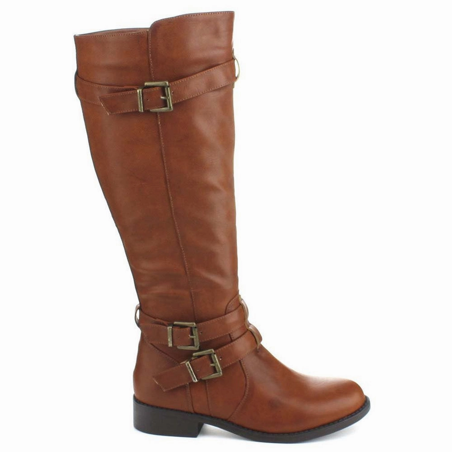 Louis V Rain Boots Cognac Riding Double Ankle Strap Knee-high Women's Vegan Boots