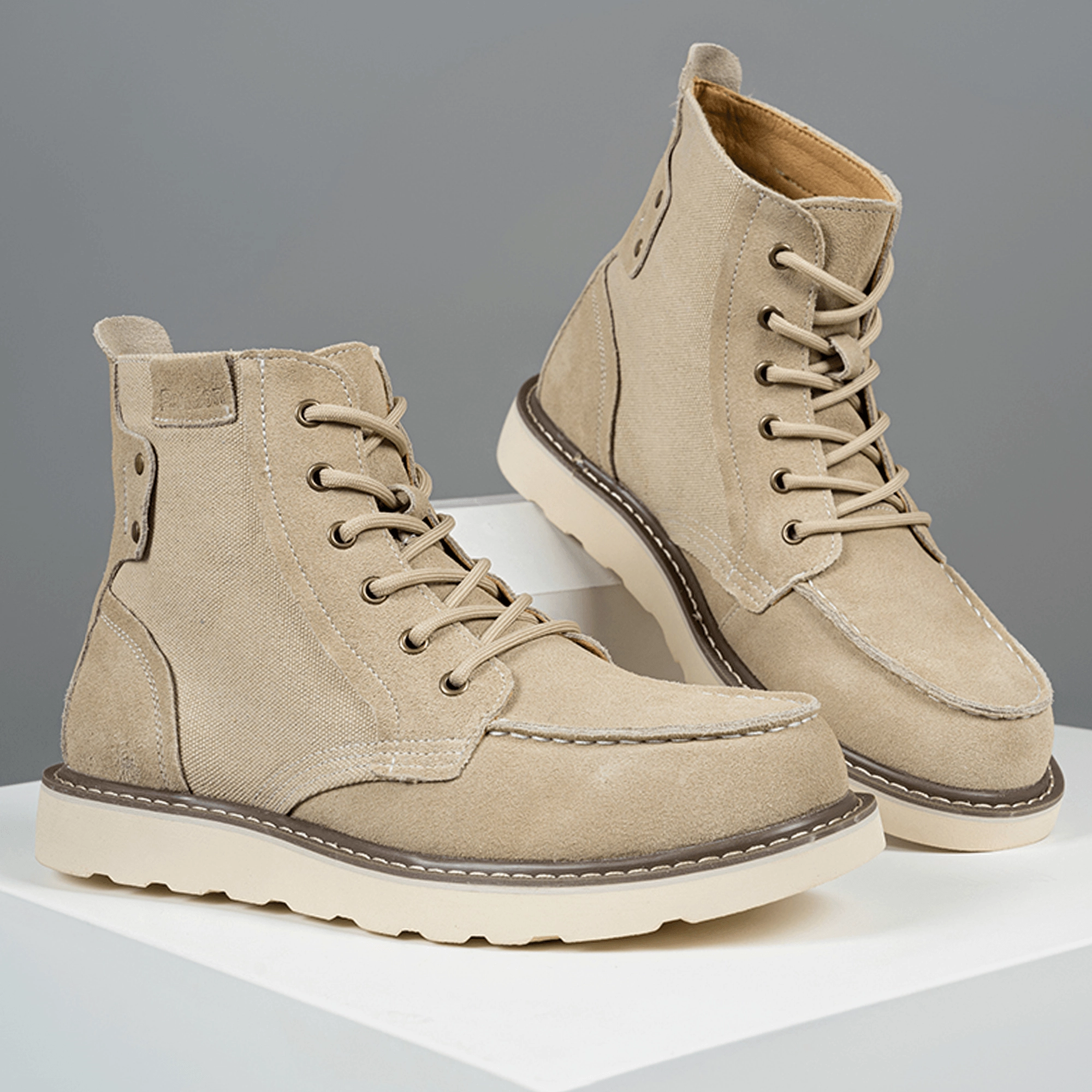 Size 18 Work Boots Men's 6" Moc-Toe Wedge Boots - Heritage Suede | C003