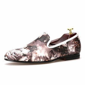 Perrine Loafers OneDrop Handmade Leopard Flower Print Men Dress Shoes party Wedding Prom Loafers