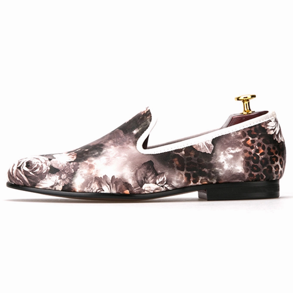 OneDrop Handmade Leopard Flower Print Men Dress Shoes party Wedding Prom Loafers Jay Butler Loafers