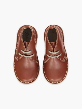 Wide Feet Boots Dark Tan Leather Kids Desert Boots