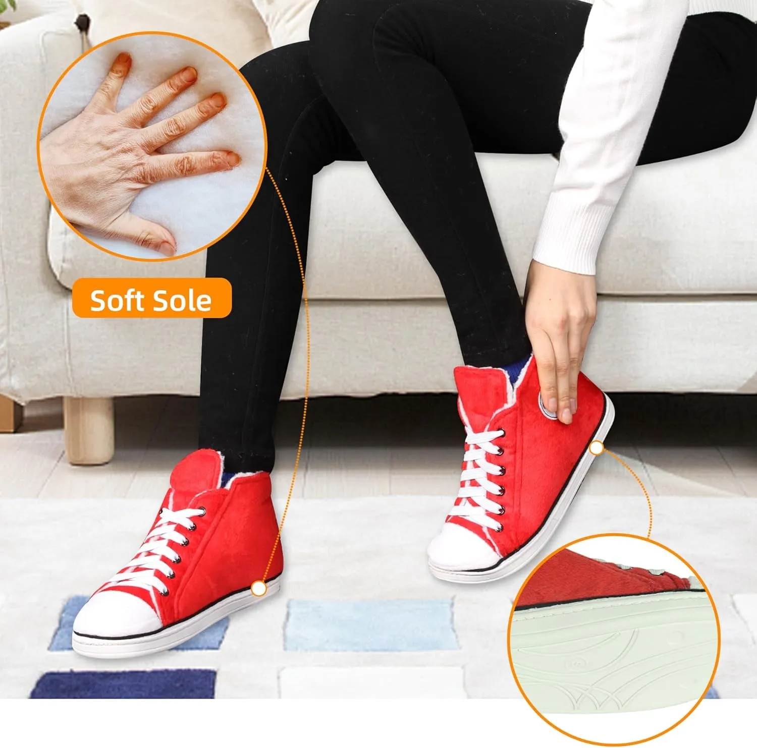 Women'S Warm Winter Plush Indoor House Outdoor Sneaker Slippers Boots Ortho Arch Support Slippers