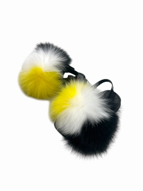 Sale On Slippers Toddler faux fur slides white-yellow-black