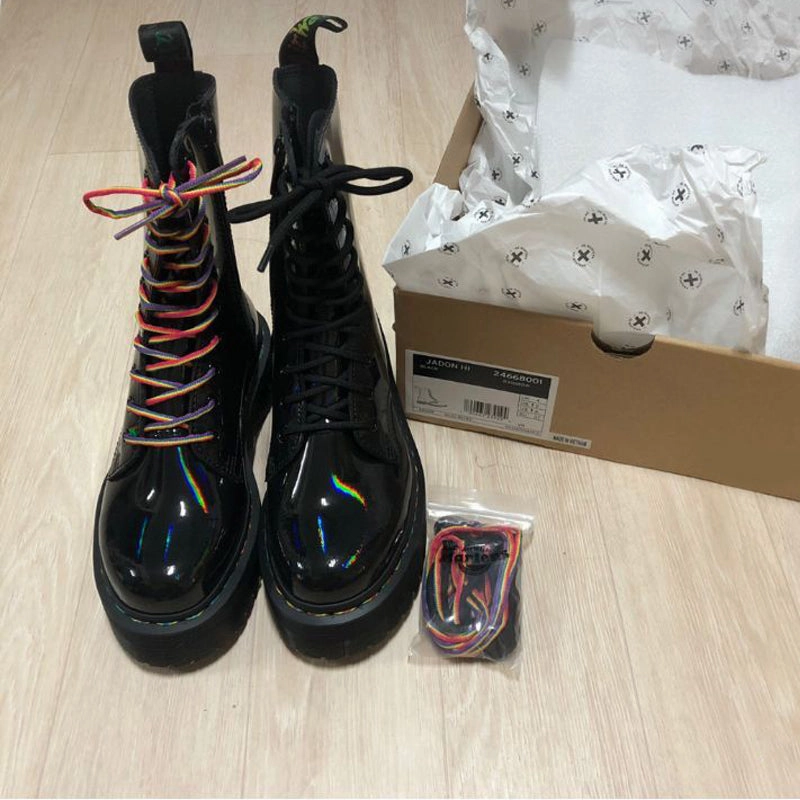 Knee High Boots And Jeans MARTITO EDZIE BRITISH STYLE CHUNKY SOLE EIGHT HOLES HIGH TOP BOOTS